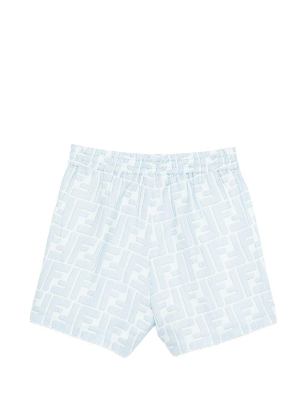Shorts per neonato Fendi Kids azzurri con logo FF jacquard BMF278 AY8C F0EX7 FENDI KIDS