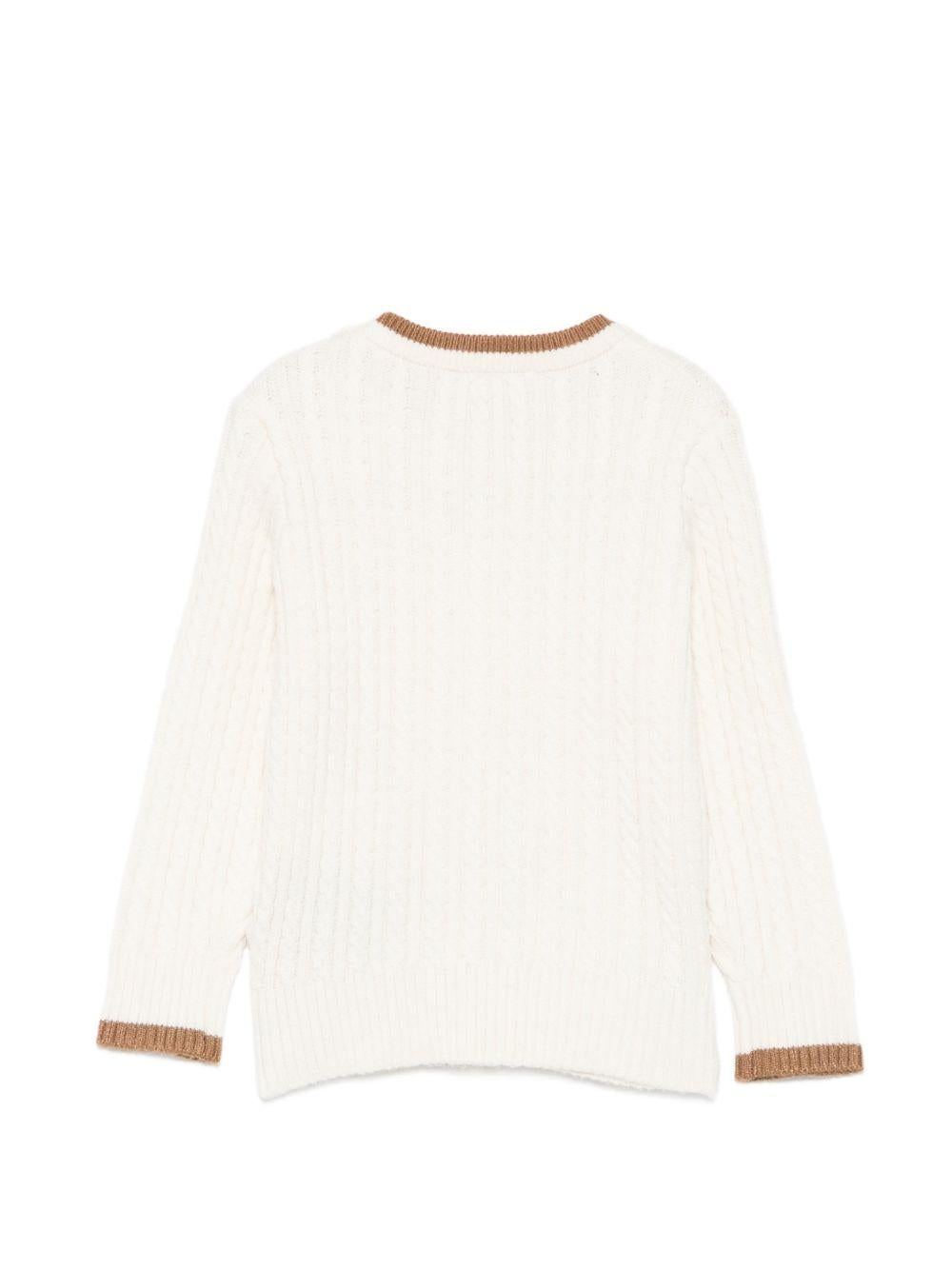 Maglione per neonato Trussardi Kids bianco con lavorazione in maglia TIA26084MA OFF-WHITE TRUSSARDI KIDS