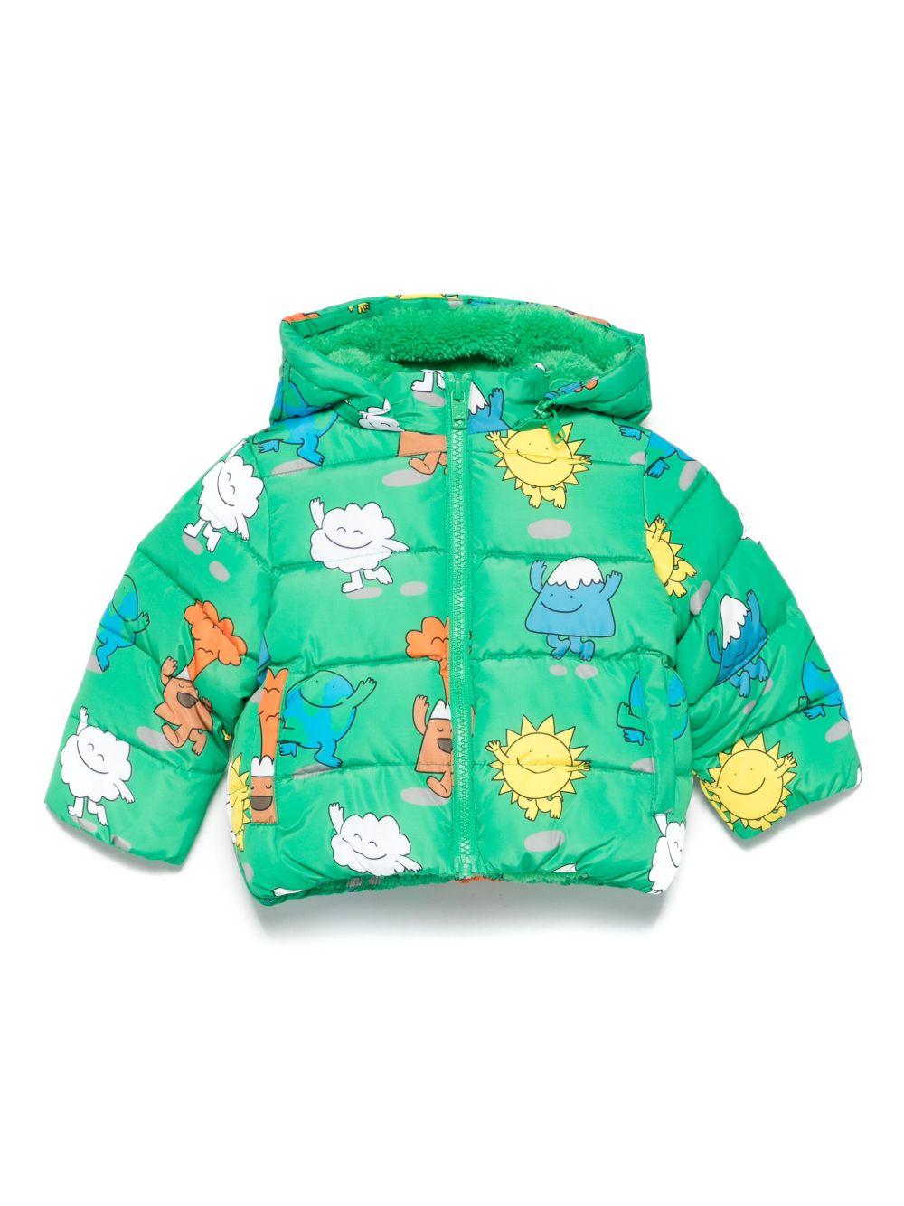 Piumino per neonati Stella McCartney Kids verde con stampa di personaggi TX2527 Z3222 712MC STELLA McCARTNEY KIDS