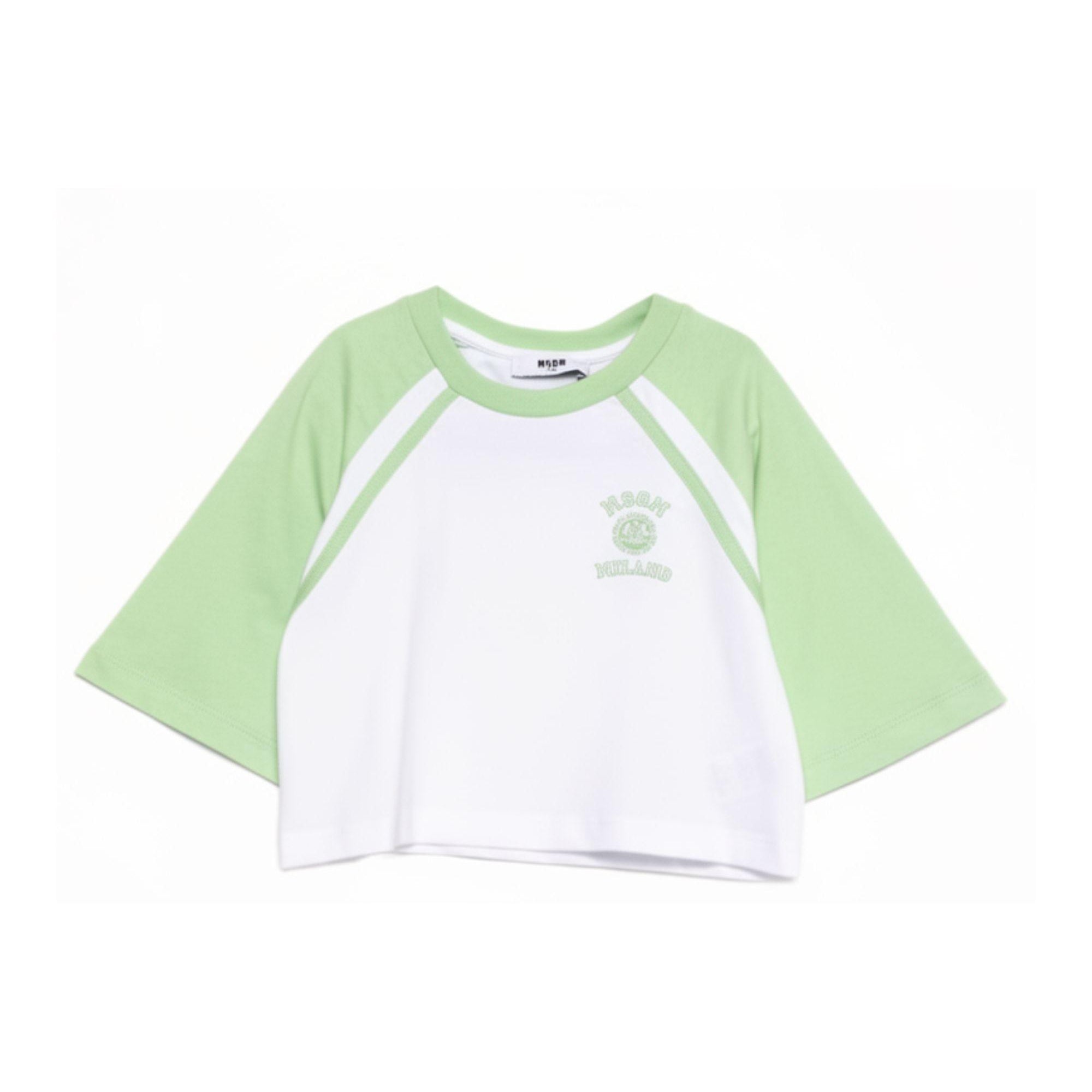 T-shirt per bambina MSGM Kids bianca con dettaglio a righe S6MSJGTH024 001/77 MSGM KIDS