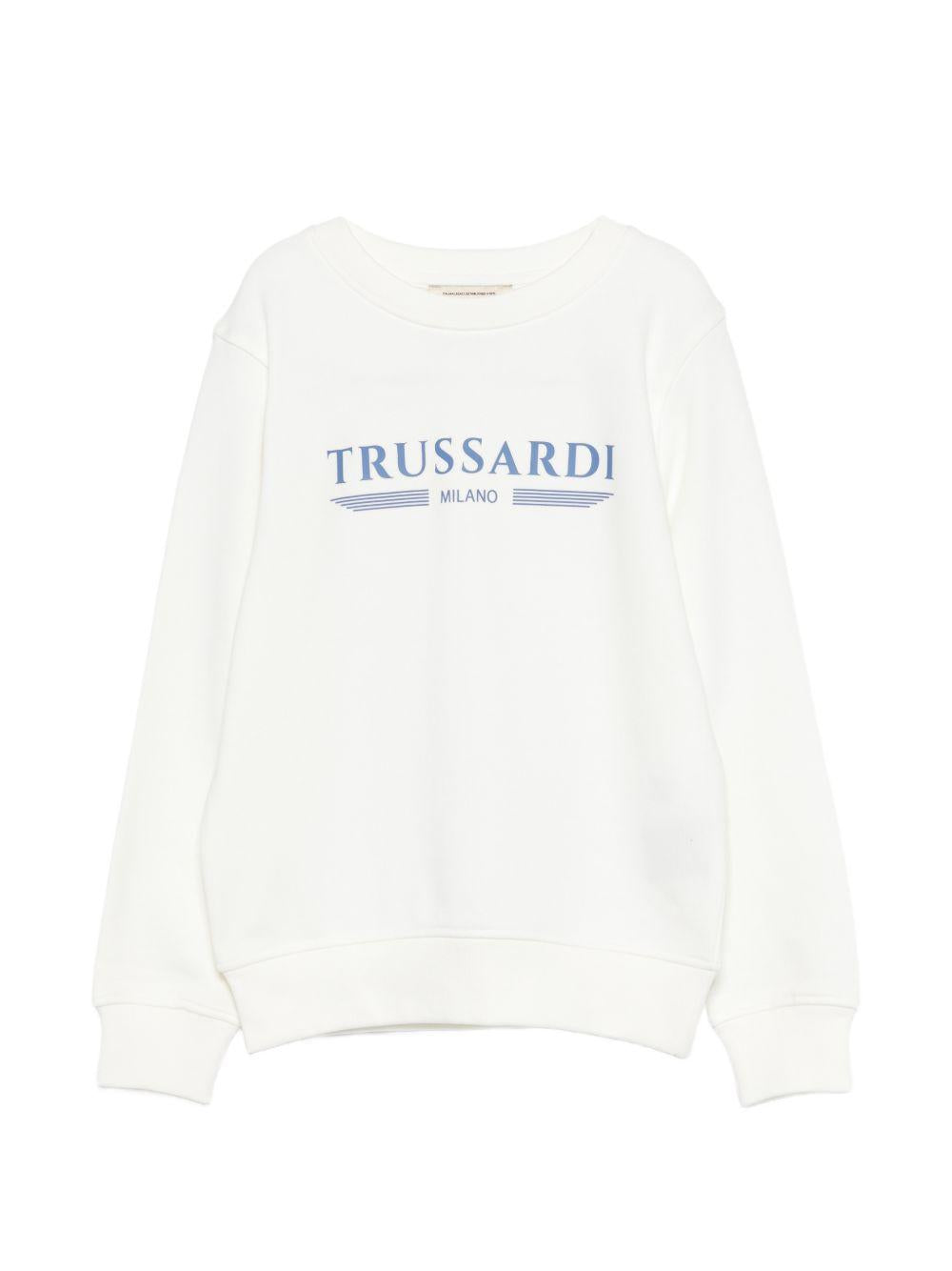Felpa per bambino TRUSSARDI JUNIOR bianca con dettaglio logo TBP26070FE OFF-WHITE TRUSSARDI KIDS