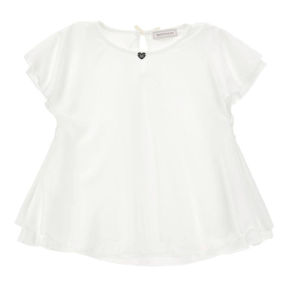Blusa per bambina Monnalisa bianca con dettaglio fiocco posteriore 17G303 7113 0001 MONNALISA KIDS