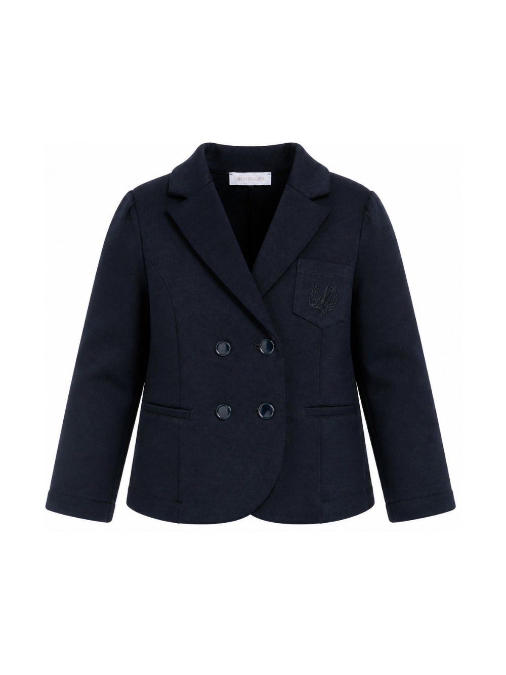 Giacca per bambina Monnalisa Kids blu con logo ricamato sul petto 18HGIA 8225 056S MONNALISA KIDS