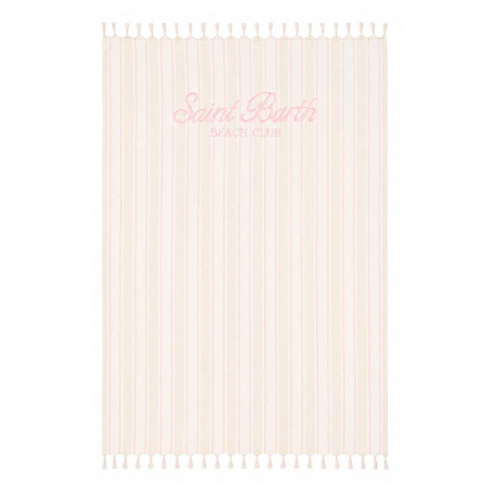 Telo mare MC2 Saint Barth bianco e rosa con motivo a righe FOUL002 02596L MC2 ST. BARTH KIDS