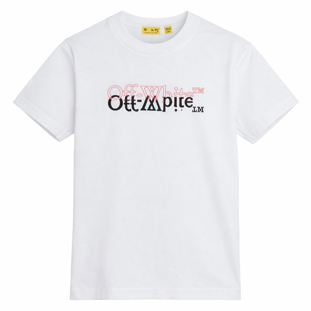 T-shirt per bambini Off-White Kids bianca con logo sul davanti 44BAA002S26J001 100 OFF WHITE KIDS