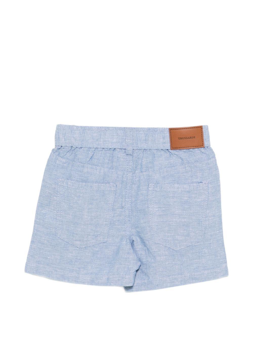 Shorts per neonato TRUSSARDI JUNIOR azzurro con logo ricamato TIP26039BE BLUE RIV. TRUSSARDI JUNIOR