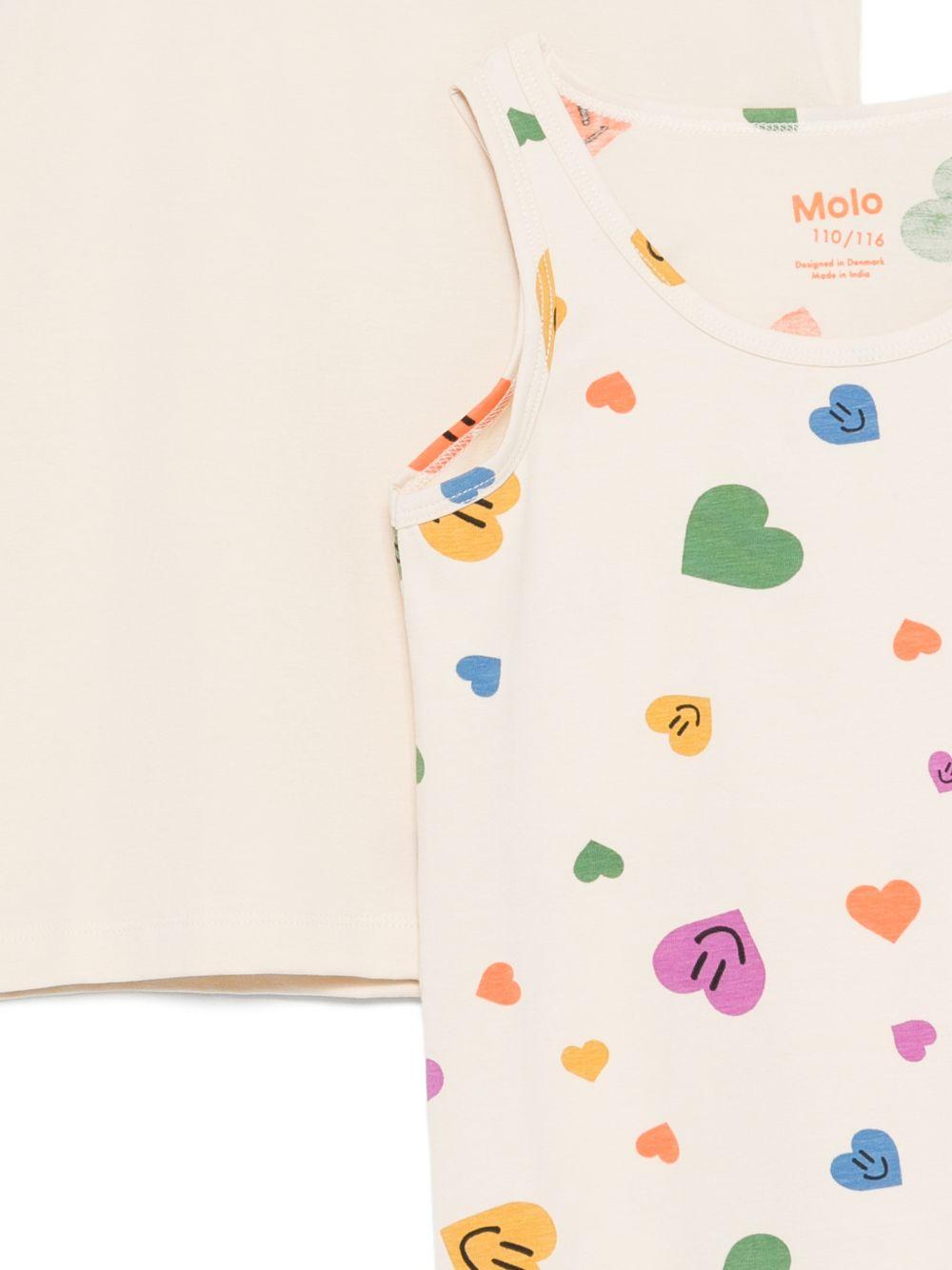 Set di due canottiere per bambina Molo beige con fantasie diverse 2S26Q801 9499 MOLO KIDS