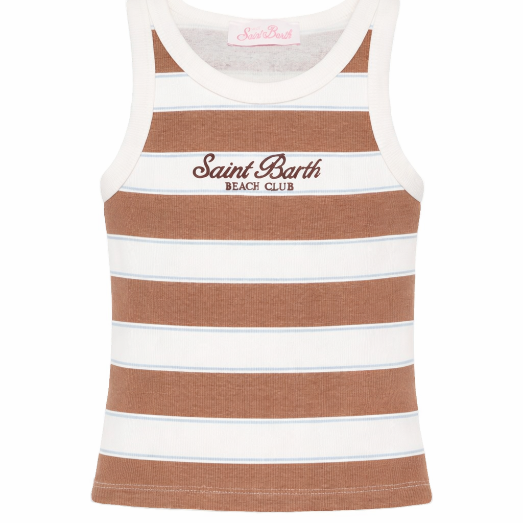 Canotta per bambina MC2 Saint Barth Kids multicolore con design a righe BLUE002 02675L MC2 ST. BARTH KIDS