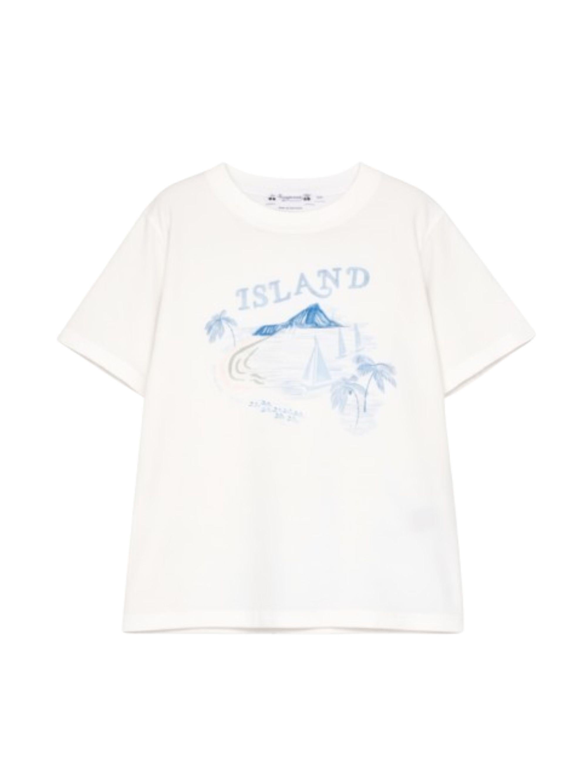 T-shirt Thibald Island per bambino Bonpoint bianca con stampa grafica sul davanti S06BTSK00020 102 BONPOINT KIDS