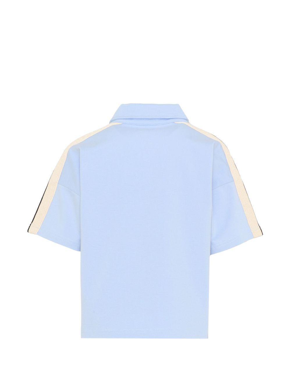 T-shirt per bambino Palm Angels Kids azzurra con colletto stile polo PBBD013S26FLE001 960 PALM ANGELS KIDS