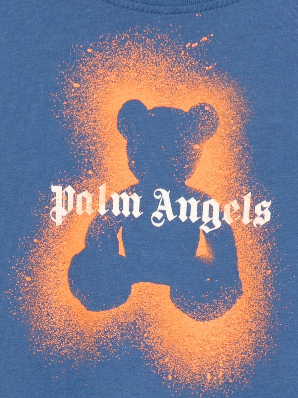 T-shirt per bambino Palm Angels Kids blu con stampa Teddy Bear PBAA003S26JER006 060 PALM ANGELS KIDS