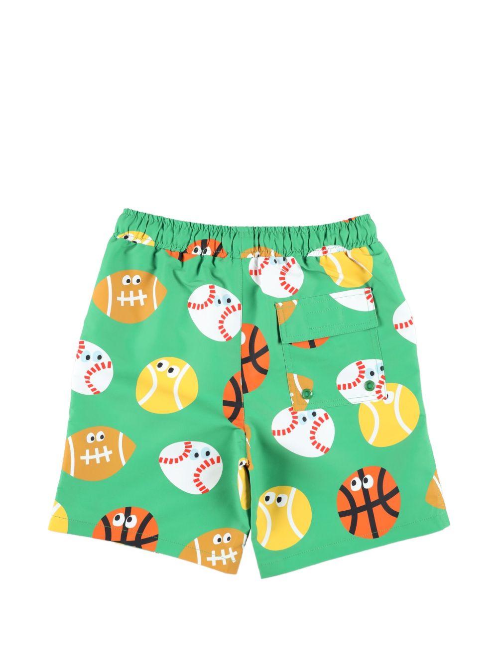 Costume per bambino Stella McCartney Kids verde con stampa palloni all-over TYCP99 Z3529 769MC STELLA McCARTNEY KIDS