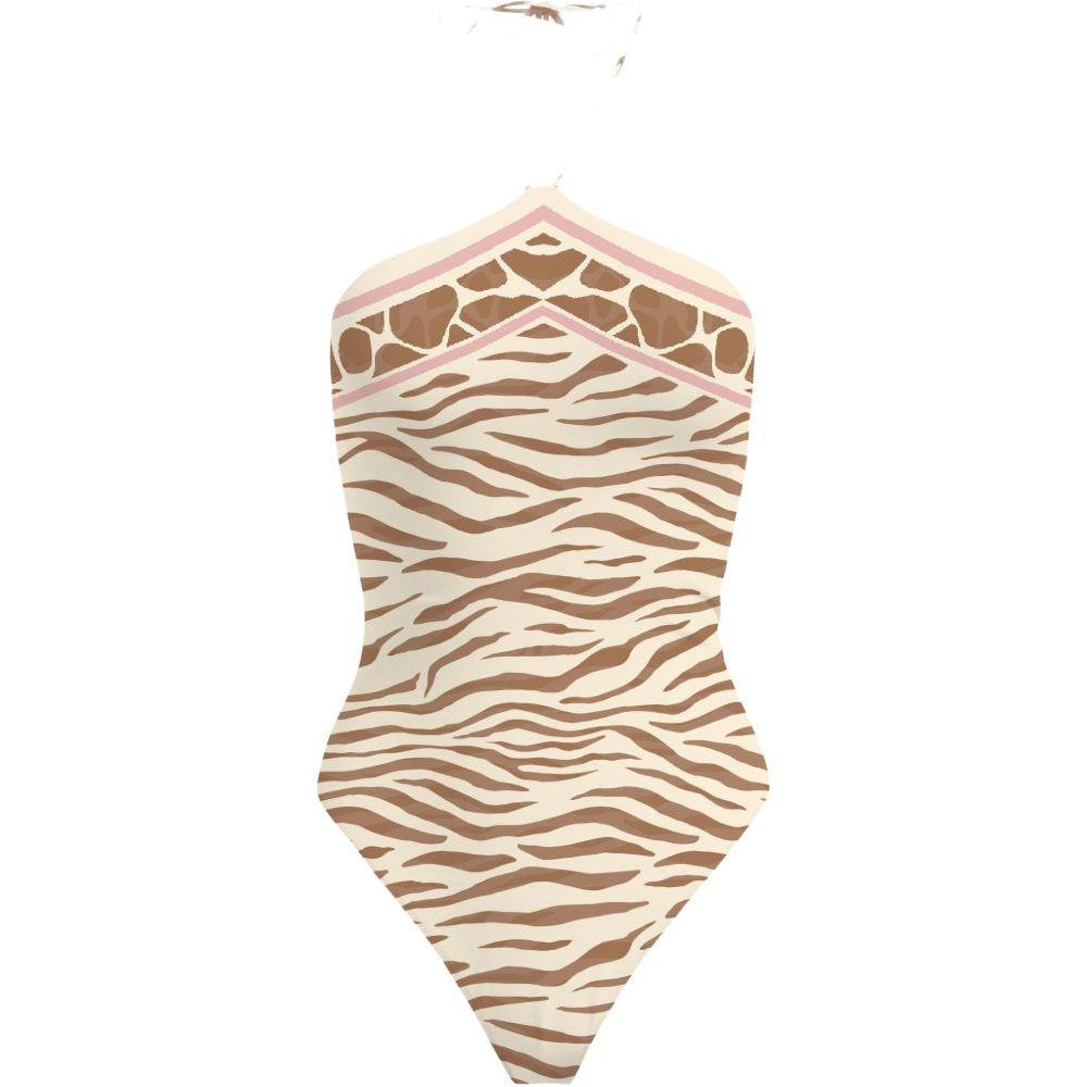 Costume intero da donna MC2 Saint Barth beige con stampa animalier MRYE001 09095L MC2 ST. BARTH