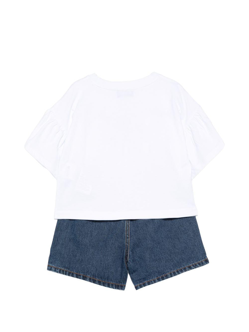 Set due pezzi per bambina Moschino Kids bianco con dettaglio logo HDG01KL0E35 41104 MOSCHINO KIDS