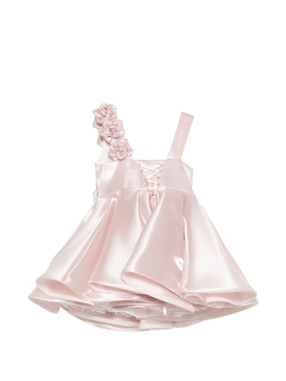 Abito elegante per bambina Colorichiari rosa con applicazioni floreali FL108222 4870 83 COLORICHIARI