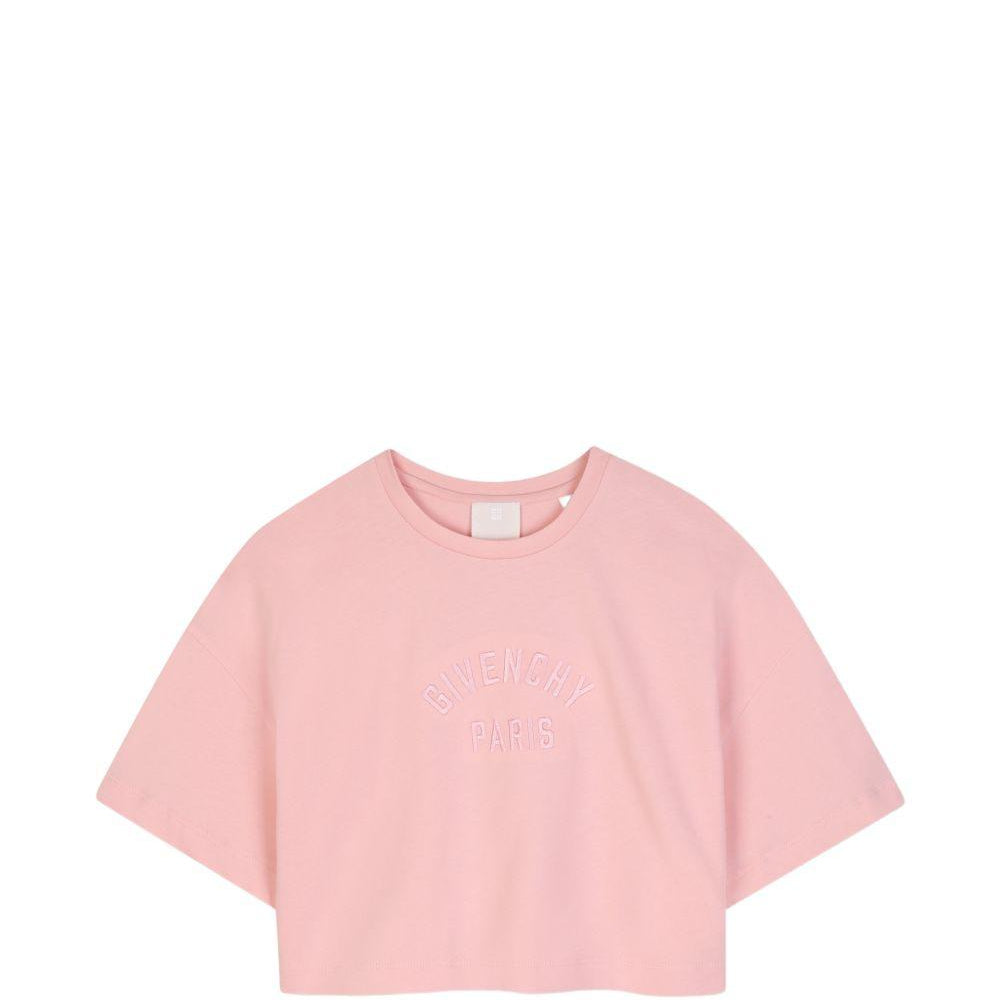 T-shirt per bambina Givenchy Kids rosa con taglio crop H31559 46G GIVENCHY KIDS