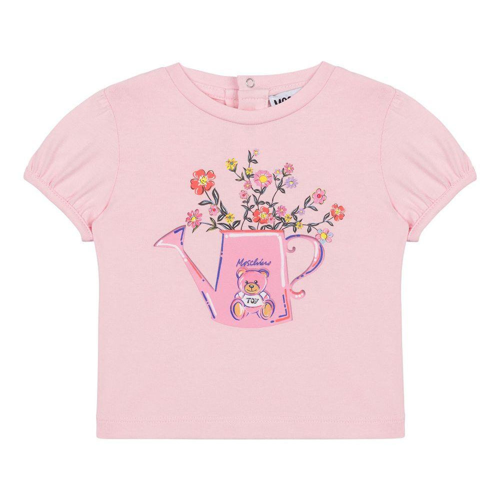 T-shirt Teddy Bear per neonato Moschino Kids rosa con girocollo MIM02BLBA10 50209 MOSCHINO KIDS