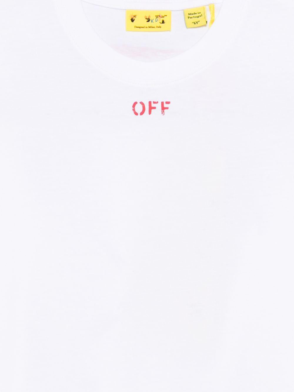 T-shirt per bambino Off-White Kids bianca con stampa grafica sul retro 44BAA002S26J006 110 OFF WHITE KIDS