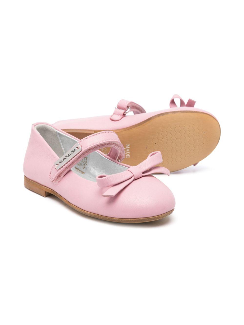 Ballerine per bambina Monnalisa rosa in pelle con chiusura frontale a strappo 8CE000 5730 0090 MONNALISA KIDS
