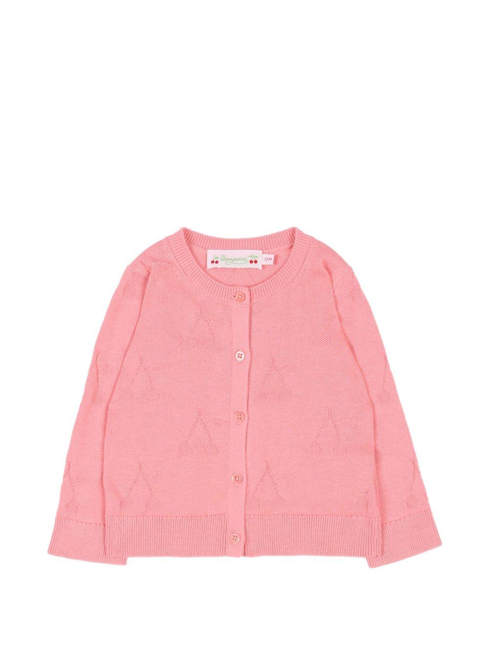 Cardigan per neonata Bonpoint rosa con dettaglio ciliegie S06XCAK00003 028D BONPOINT KIDS