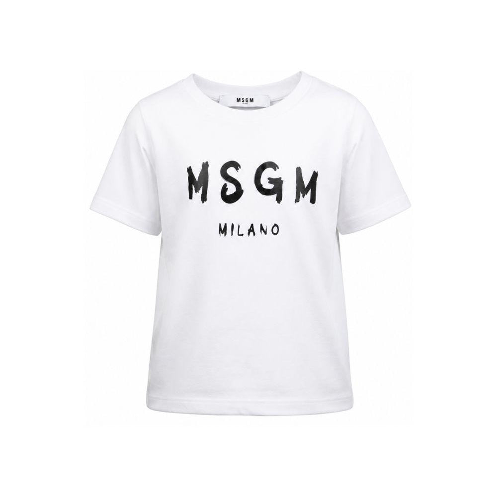 T-shirt per bambino MSGM Kids bianca con stampa logo S6MSJUTH001 001 MSGM KIDS