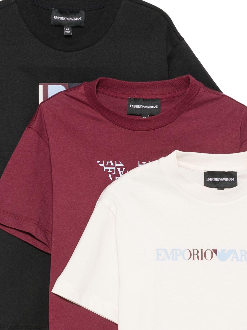 Set di tre t-shirt per bambino Emporio Armani Kids multicolore con logo sul davanti EB001363 AF16162 MZ978 EMPORIO ARMANI KIDS