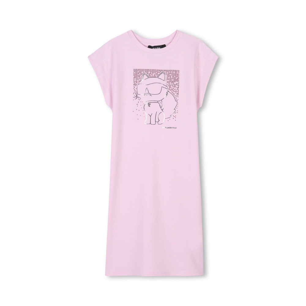 Abito Choupette per bambina Karl Lagerfeld Kids rosa con strass Z30456 46P KARL LAGERFELD KIDS