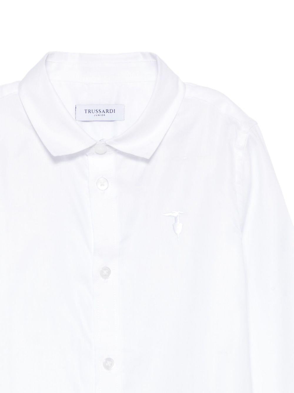 Camicia per bambino Trussardi Junior bianca con colletto ricamato TBA25080CA OFF-WHITE TRUSSARDI JUNIOR