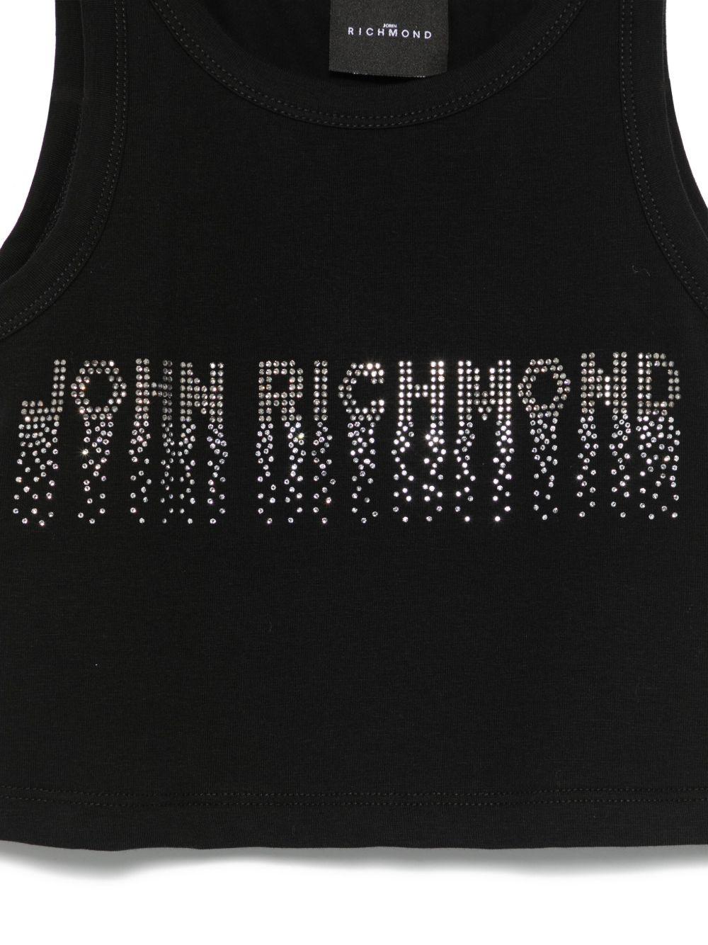 Canotta per bambina John Richmond Junior nero con logo con strass RGP25204CN BLACK JOHN RICHMOND JUNIOR