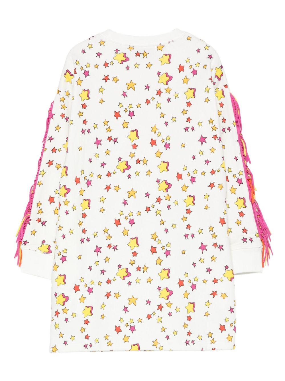 Abito per bambina Stella McCartney Kids bianco con stampa stelle e frange TX1B60 Z3092 103MC STELLA McCARTNEY KIDS