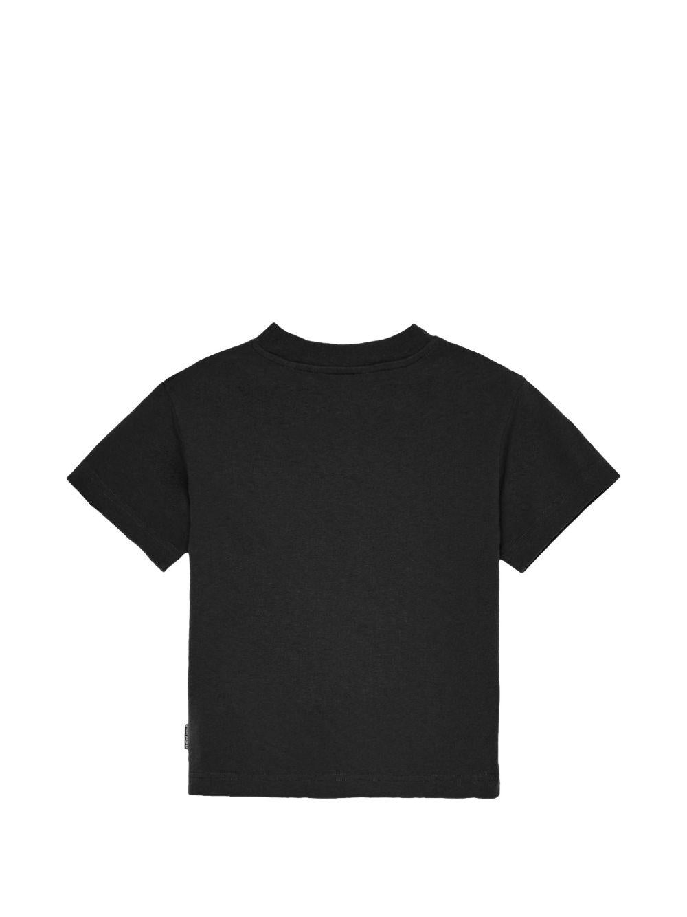T-shirt per bambino Palm Angels Kids nera con logo sul davanti PBAA003S26JER004 110 PALM ANGELS KIDS