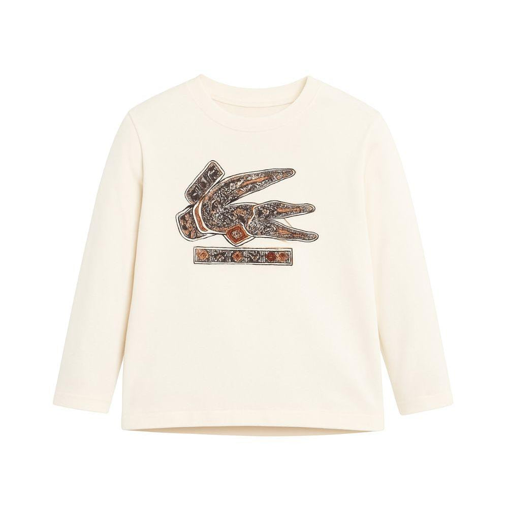 T-shirt per bambino Etro Kids bianca con dettaglio Pegaso sul davanti GZ8P40 Z3672 102 ETRO KIDS