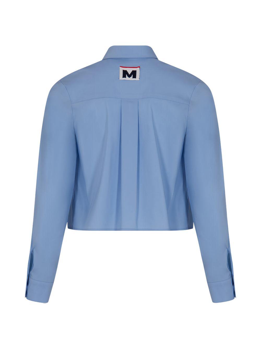 Camicia per bambina MSGM Kids azzurra con logo ricamato S6MSJGSI026 050 MSGM KIDS