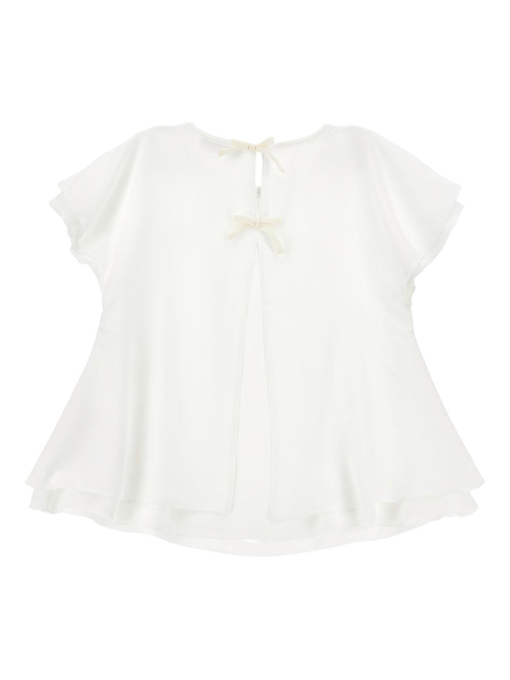 Blusa per bambina Monnalisa bianca con dettaglio fiocco posteriore 17G303 7113 0001 MONNALISA KIDS