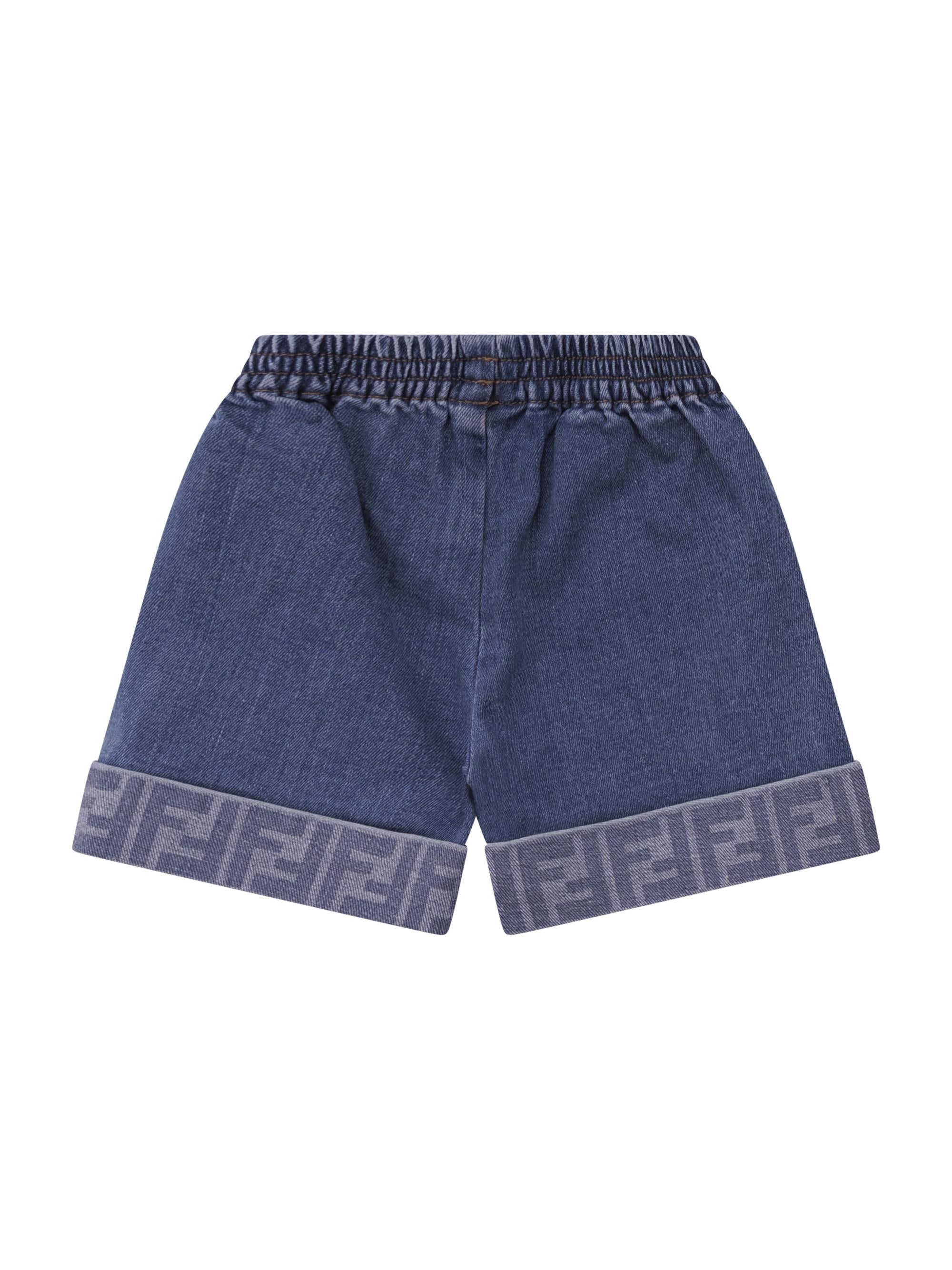 Shorts per neonata Fendi Kids denim con dettaglio logo FF BUF265 AVVU F0QG0 FENDI KIDS