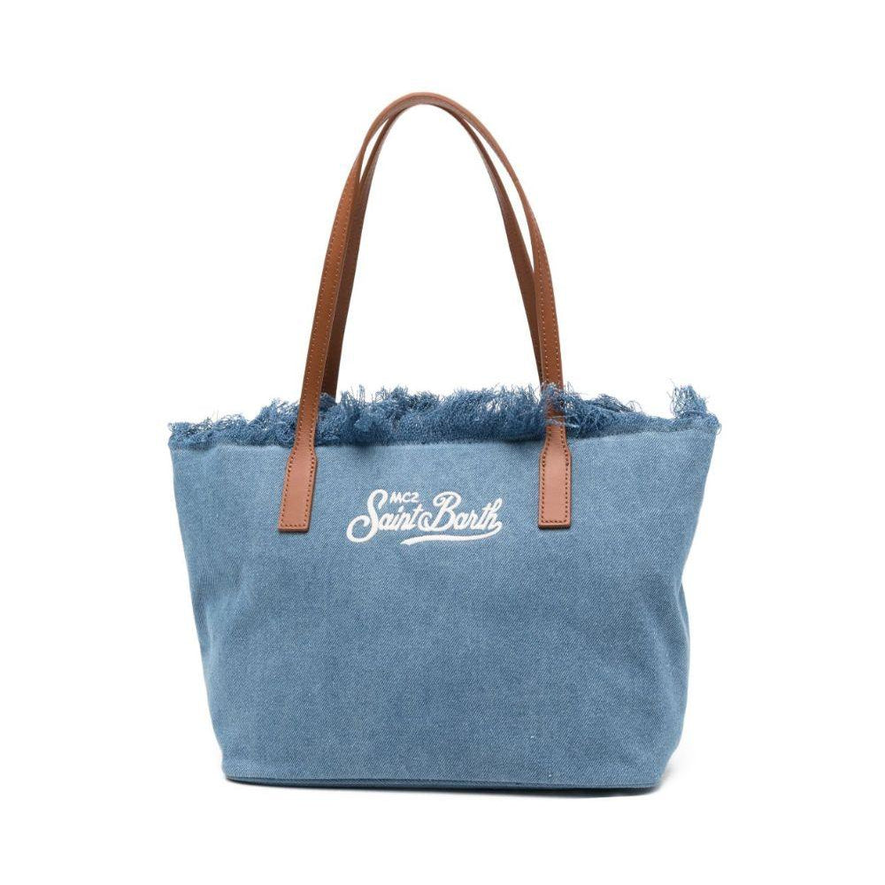 Borsa City Medium MC2 Saint Barth in denim con frange CBMF001 00436L MC2 ST. BARTH KIDS