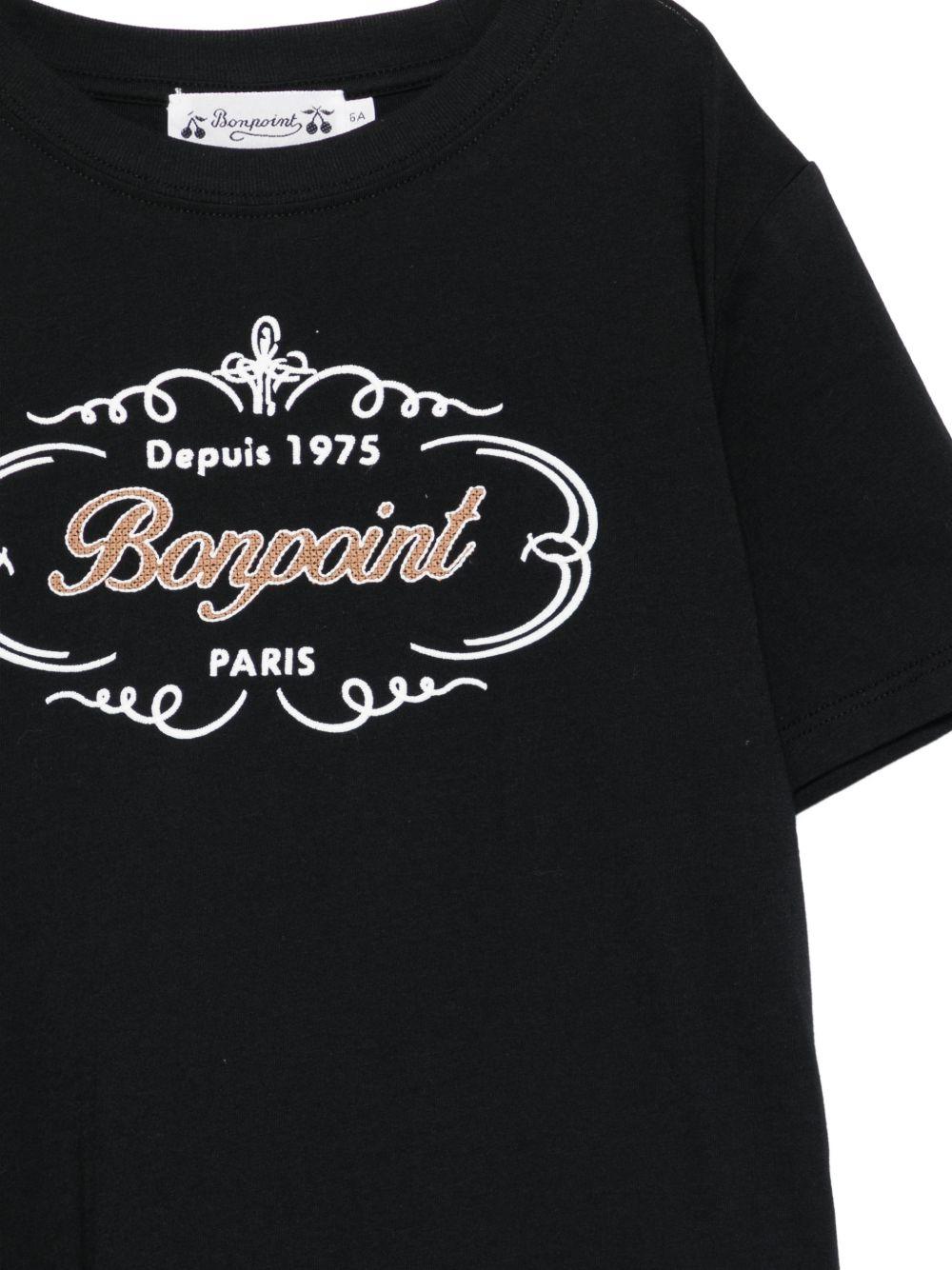 T-shirt per bambini Bonpoint nera con logo sul davanti S06BTSK00007 199A BONPOINT KIDS