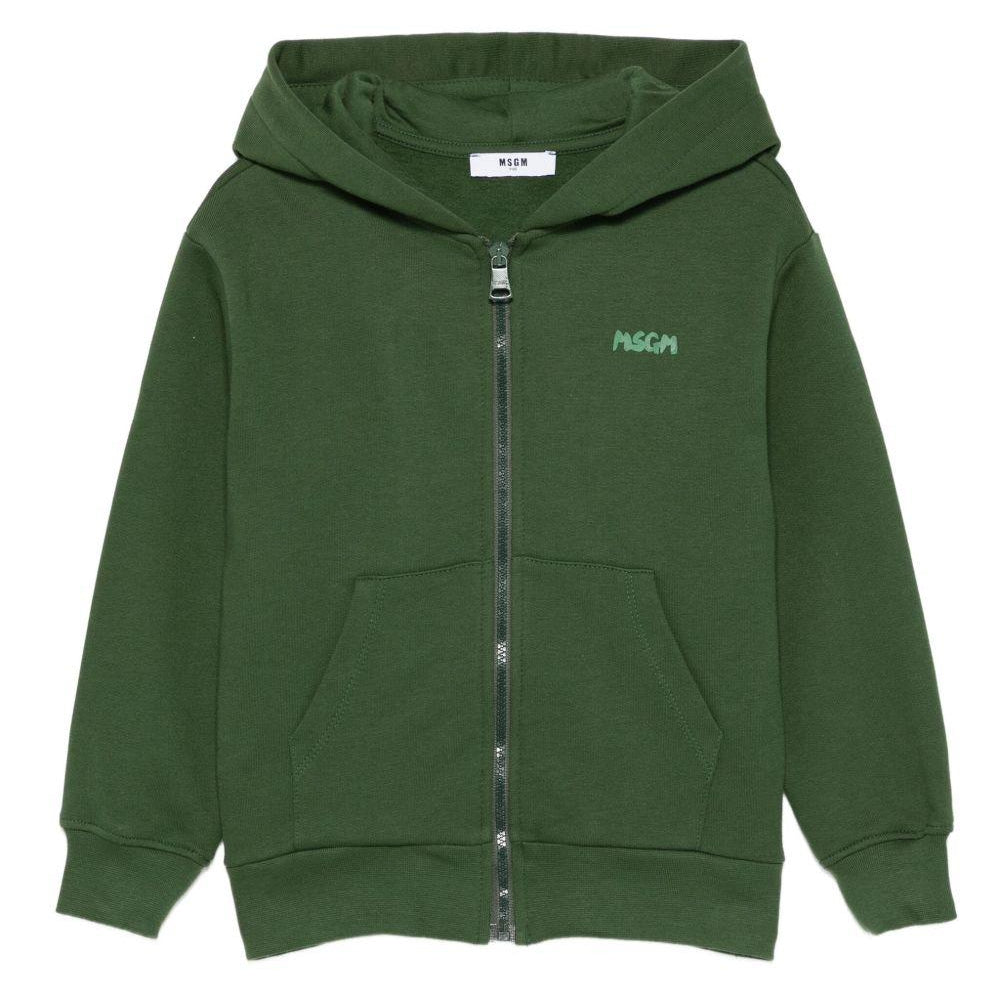 Felpa per bambino MSGM Kids verde con cappuccio e logo F5MSJUZH002 MS039 MSGM KIDS
