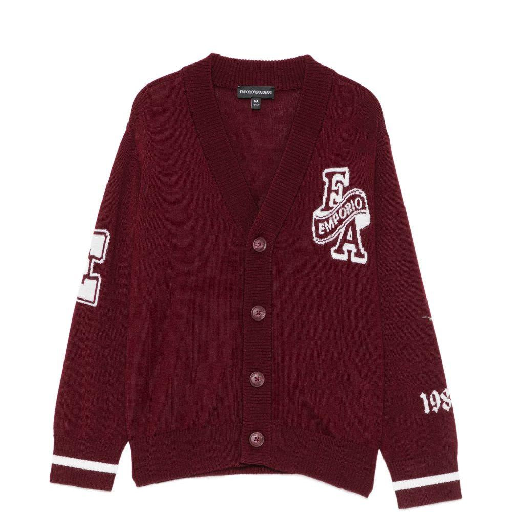 Cardigan per bambino Emporio Armani Kids bordeaux a maniche lunghe EB001686 AF27314 UA343 EMPORIO ARMANI KIDS