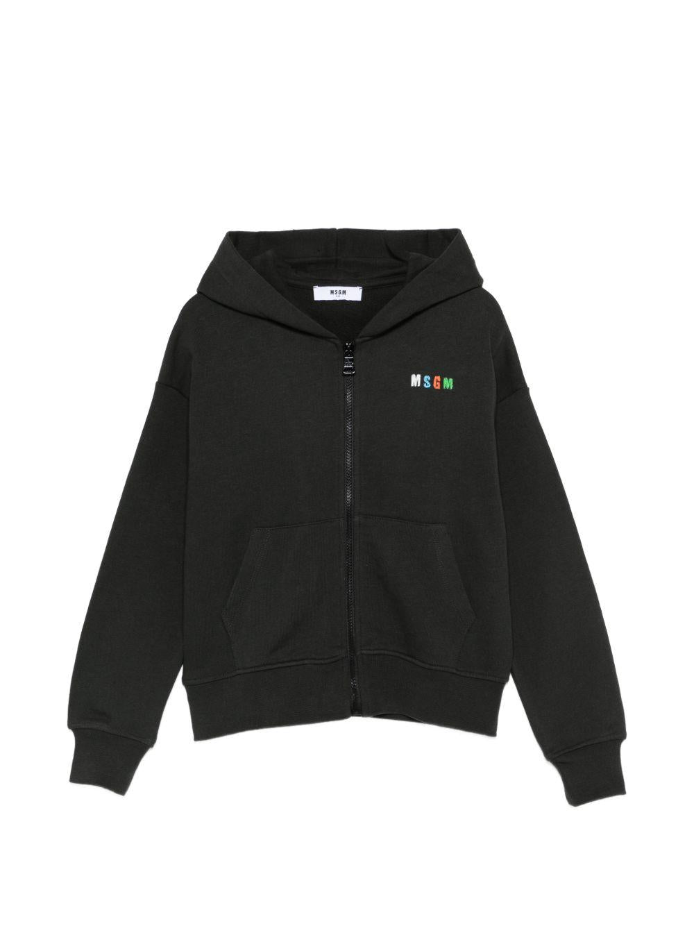 Felpa per bambini MSGM Kids nera con decorazione a strass sul retro S6MSJBZH238 MS040 MSGM KIDS