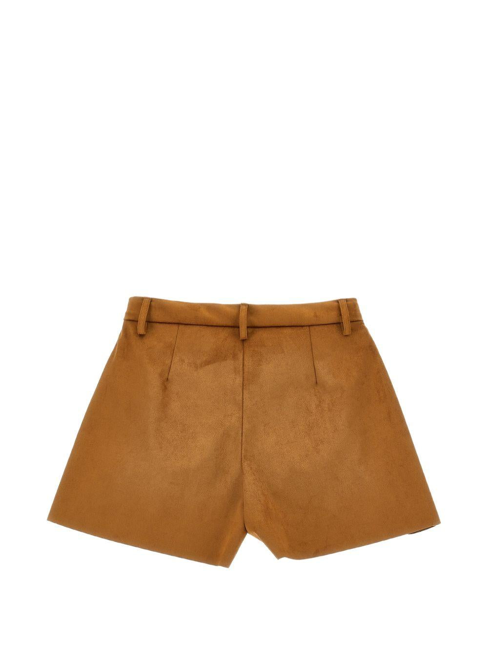 Shorts per bambina Monnalisa Kids marroni con placca con logo 41H405 8404 0005 MONNALISA KIDS