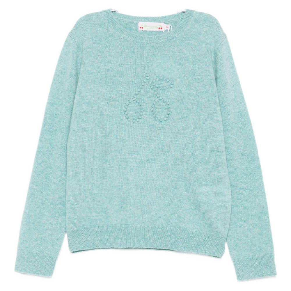 Maglione per bambina Bonpoint azzurro con logo ricamato W05GJUK00012 143 BONPOINT