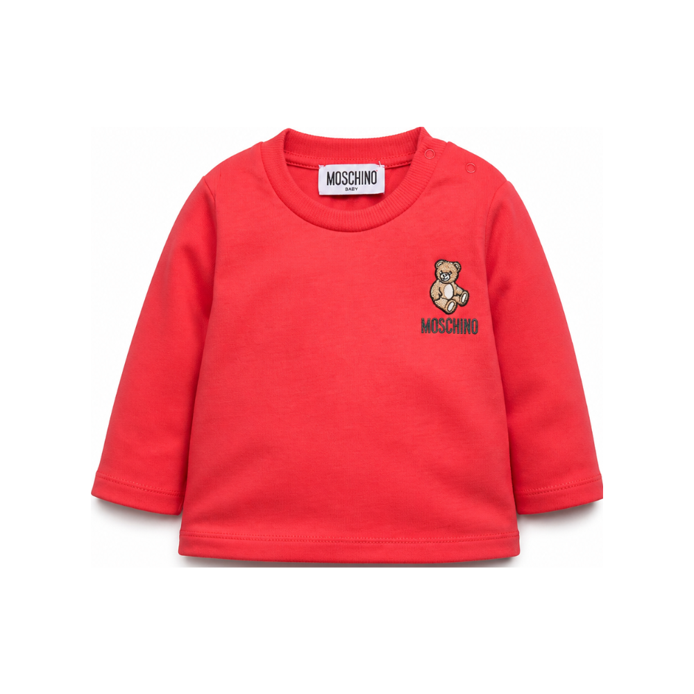 T-shirt per neonati Moschino Kids rosso con ricamo Teddy Bear MUO01DLAA10 50109 MOSCHINO KIDS
