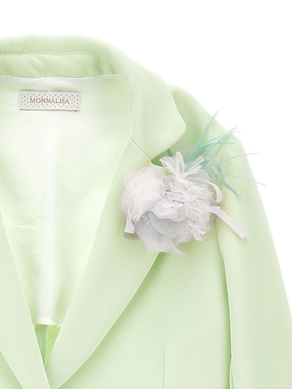 Blazer per bambina Monnalisa verde con applicazione fiore 71G103 7303 0020 MONNALISA KIDS