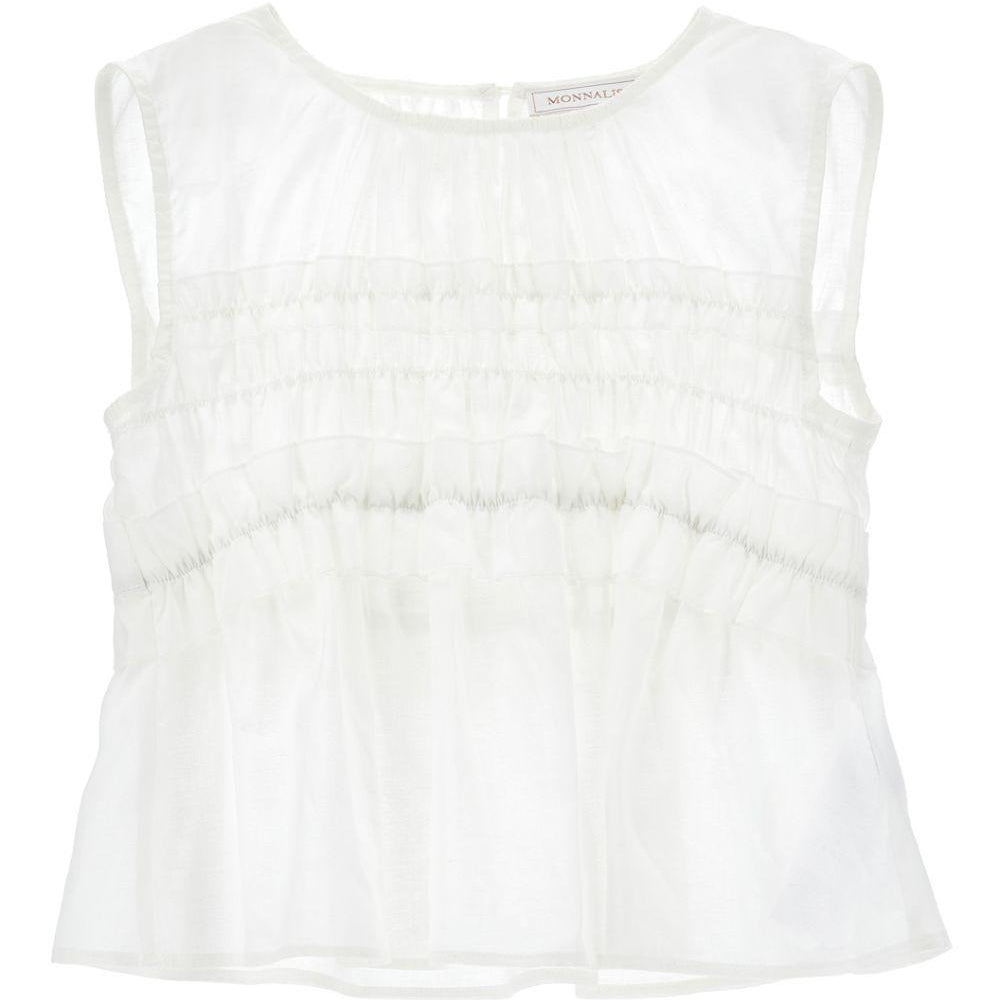 Blusa per bambina Monnalisa bianca con dettagli con ruches 17G301 7105 0001 MONNALISA KIDS