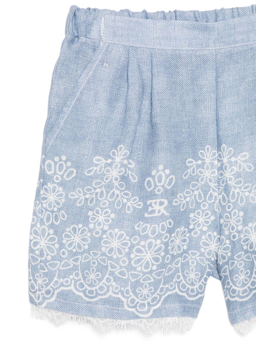 Shorts per bambina Ermanno Scervino Junior in denim con ricamo all-over Z1G414 7672 0062 ERMANNO SCERVINO JUNIOR