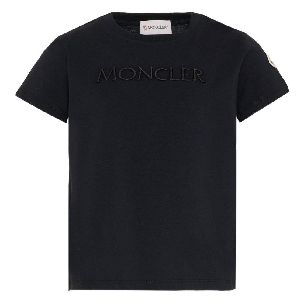 T-shirt per bambino Moncler Enfant nera con logo goffrato L19548C0000989AT9 999 MONCLER KIDS