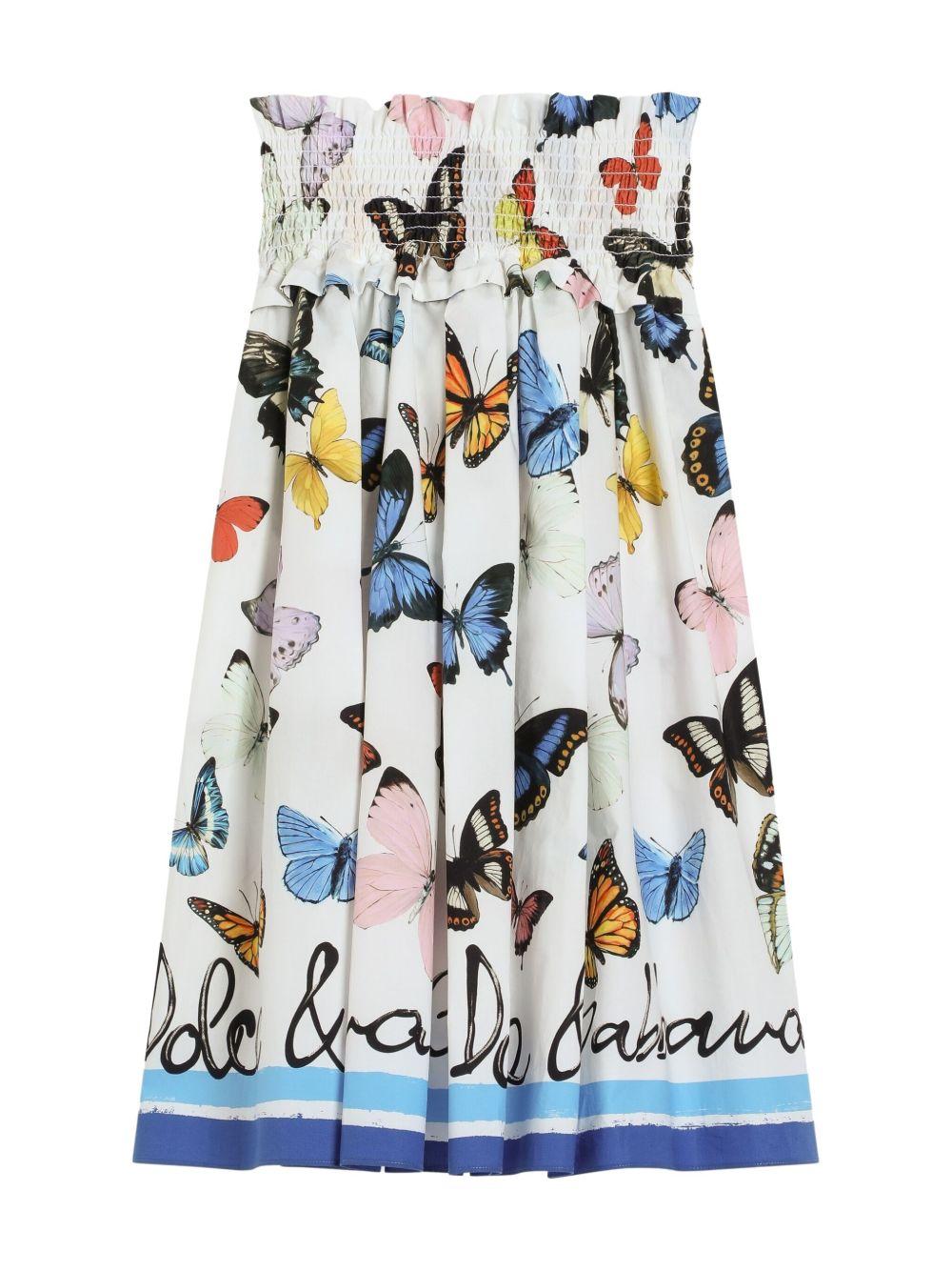 Gonna midi con stampa per bambina Dolce & Gabbana Kids bianco con orlo svasato L55I46 FI5KS HB5KB DOLCE & GABBANA KIDS