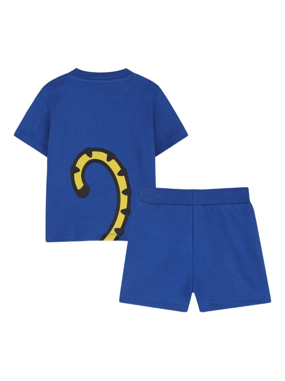 Set t-shirt e shorts per neonato Kenzo Kids blu con caratteristica stampa con tigre K61867 871 KENZO KIDS