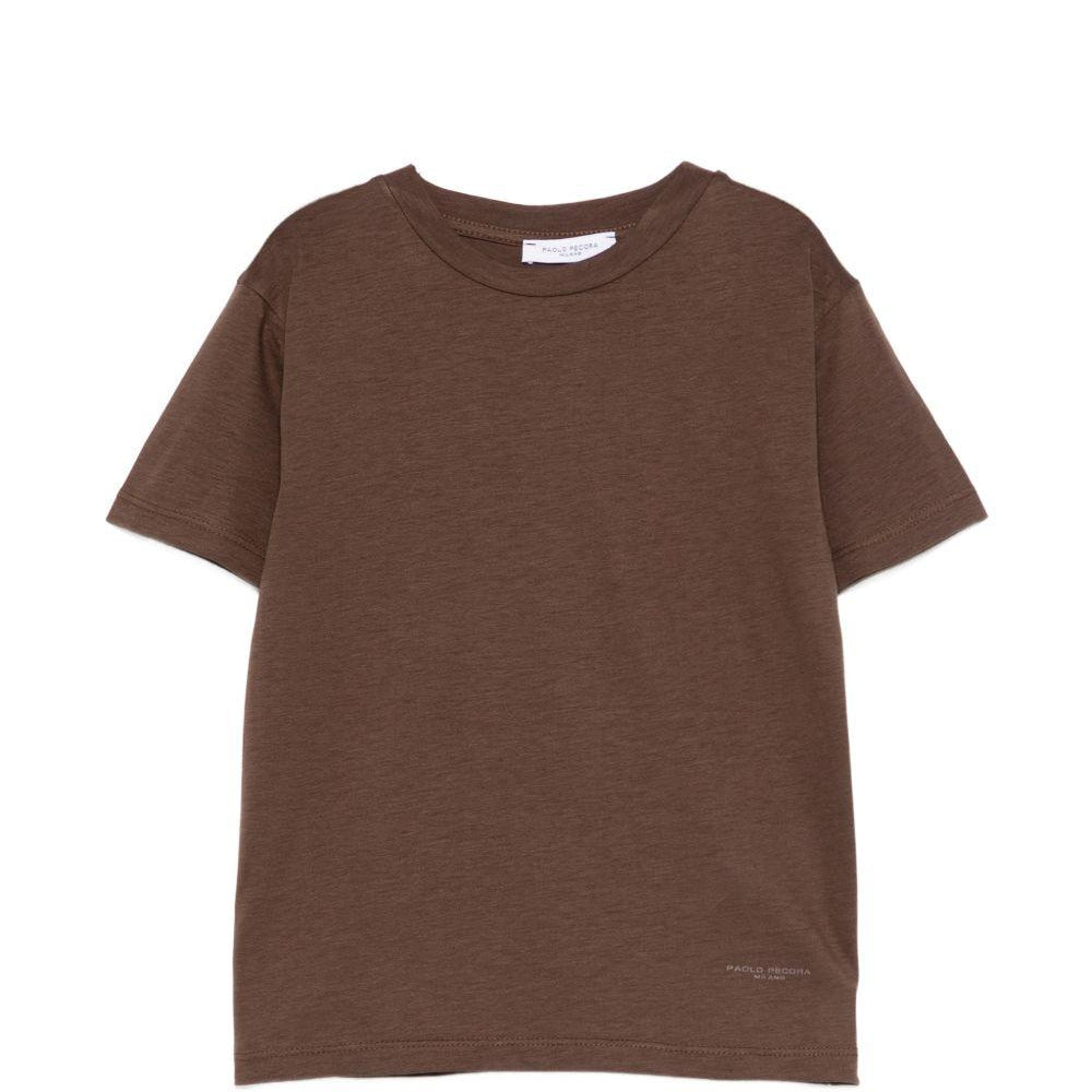 T-shirt per bambino Paolo Pecora Kids marrone con maniche corte PP4222 EBANO PAOLO PECORA KIDS